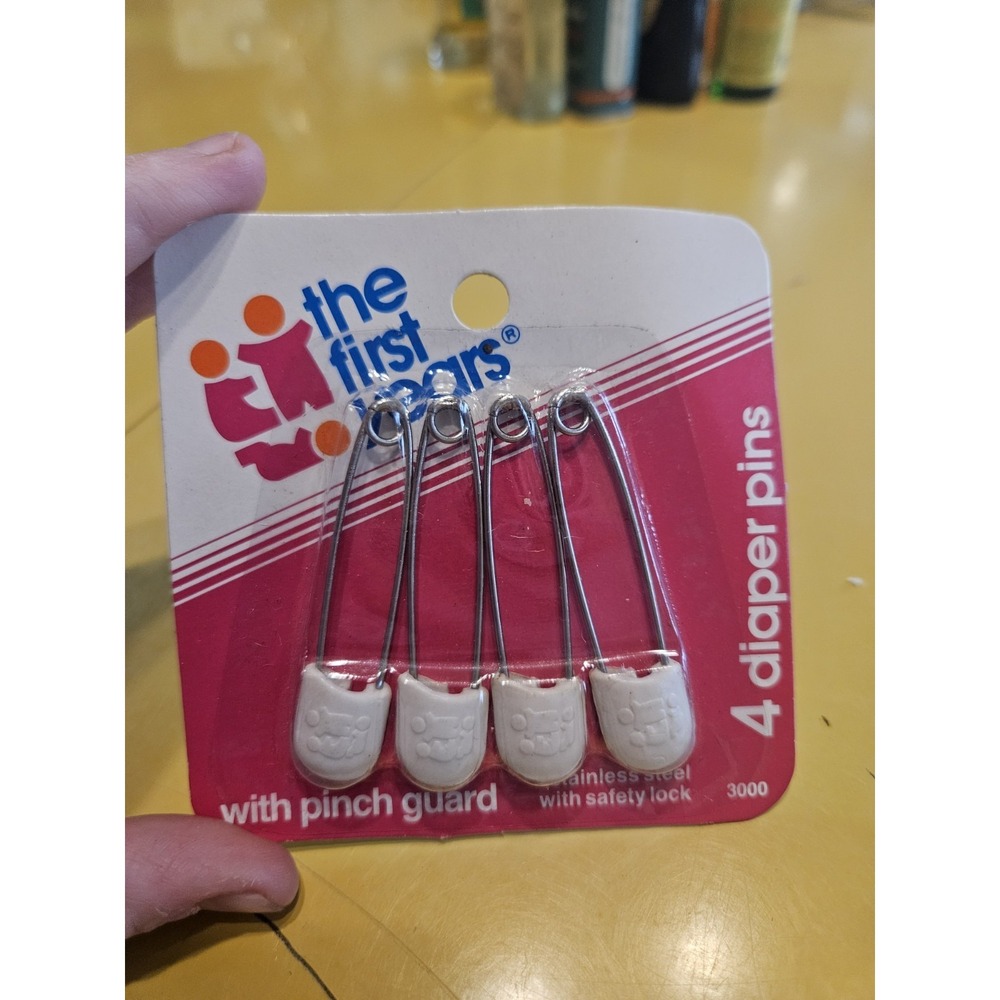 The First Years Cloth Diaper Pins 4 Pack With Pinch Guard NOS